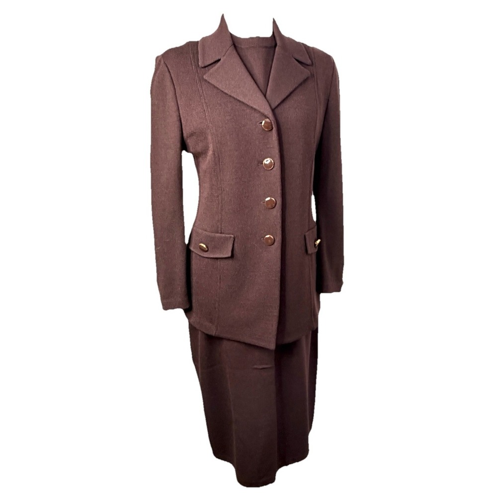 St. John Brown 3 Piece Santana Knit Skirt Set‎ Women's Size 12/2/P - Picture 10 of 16